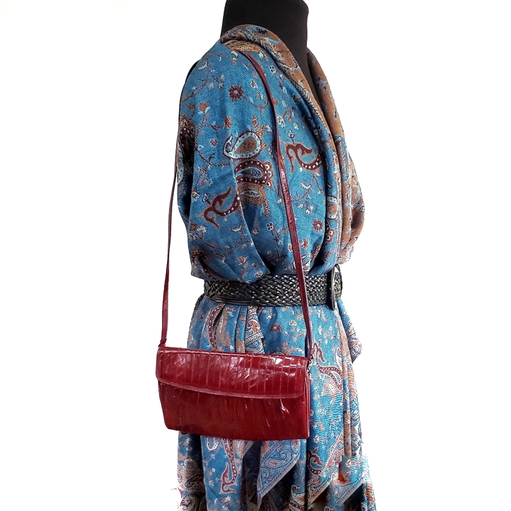 Vintage Eel Skin Leather Envelope Crossbody